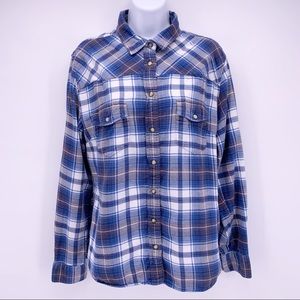 Jachs Girlfriend Bea Blue Flannel Shirt Sz Medium